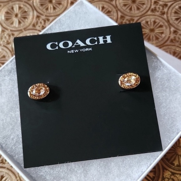 Coach Crystsl Stud Earrings w/Coach dust bag NWT!  MSRP $65 - Picture 7 of 7